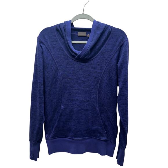 Athleta Pullover Hoodie Women M Dolman Sleeve Heathered Purple Kangaroo Pocket - Picture 2 of 11